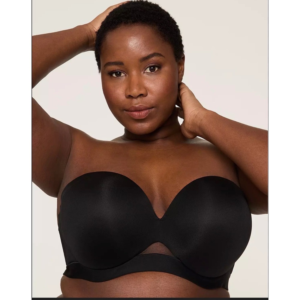 Cacique Multi-Way Strapless Bra Black Underwire Convertible 42DDD